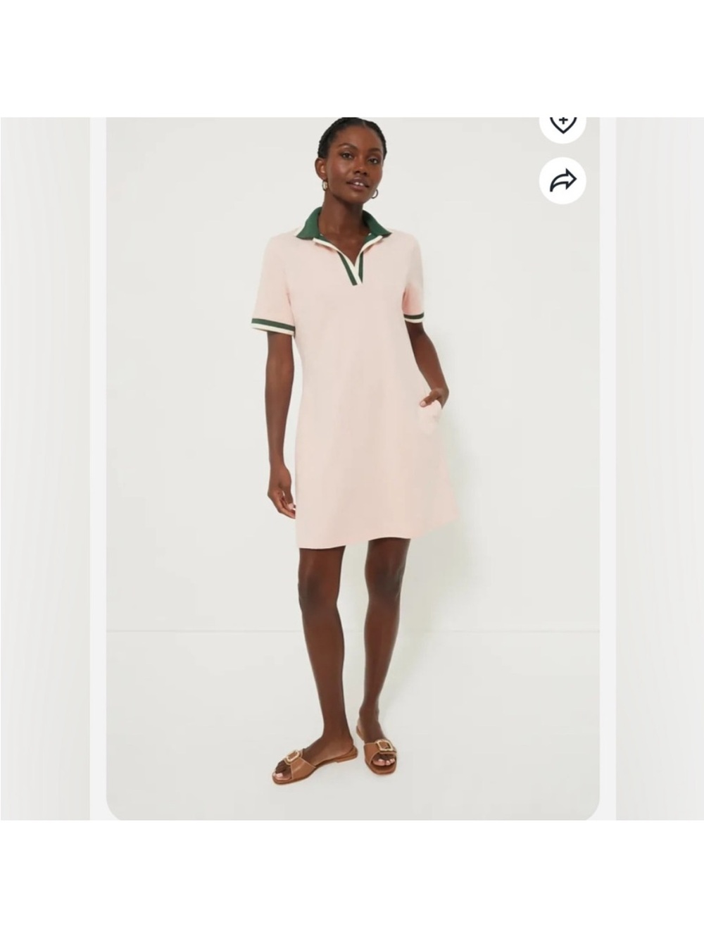 Tuckernuck Pink Hutton Polo Dress with Dark Green Trim NWT